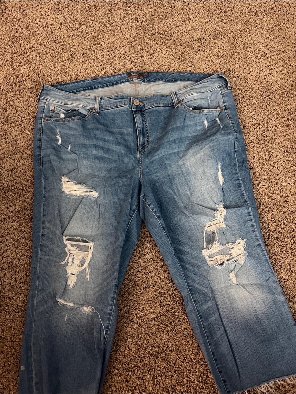 torrid Distressed Light Blue Boyfriend Jeans